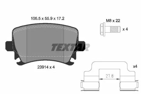 Комплект гальмівних колодок HAWTAI B11, SEAT LEON, SKODA OCTAVIA, TEXTAR (2391402) Комплект гальмівних колодок HAWTAI B11, SEAT LEON, SKODA OCTAVIA, TEXTAR (2391402)