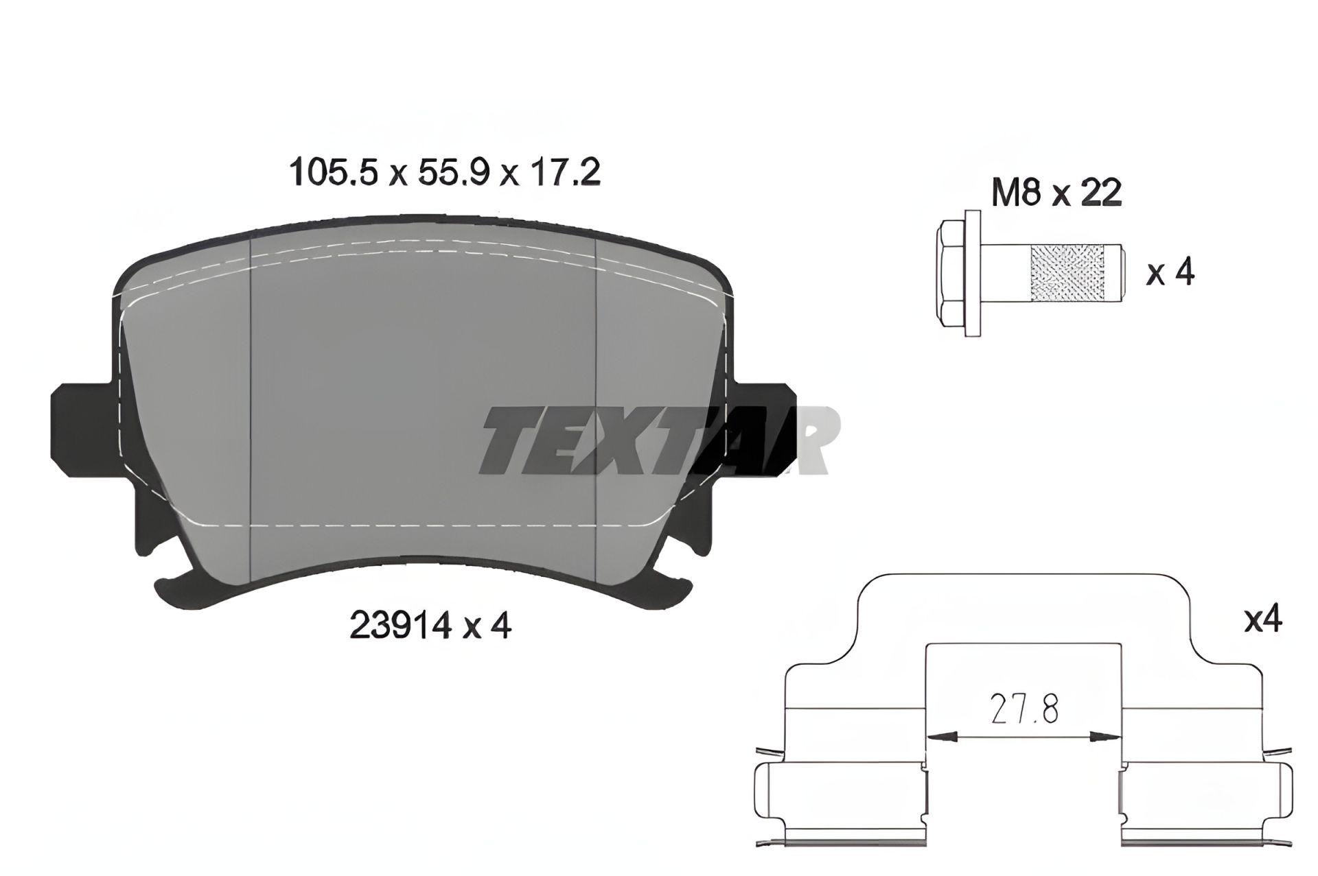 Комплект гальмівних колодок HAWTAI B11, SEAT LEON, SKODA OCTAVIA, TEXTAR (2391402) Комплект гальмівних колодок HAWTAI B11, SEAT LEON, SKODA OCTAVIA, TEXTAR (2391402)