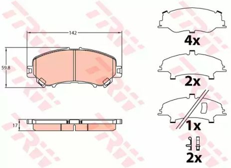 Комплект тормозных колодок RENAULT KADJAR, NISSAN X-TRAIL, NISSAN QASHQAI, TRW (GDB3648)