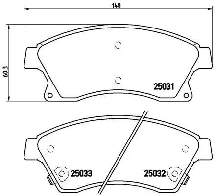 Комплект тормозных колодок OPEL ASTRA, CHEVROLET CRUZE, CHEVROLET AVEO, BREMBO (P59076)