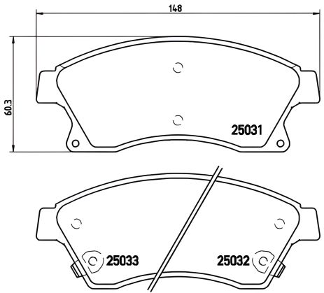 Комплект гальмівних колодок для OPEL ASTRA, CHEVROLET CRUZE, CHEVROLET AVEO, BREMBO (P59076)