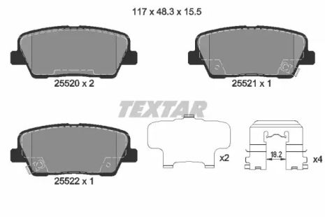 Комплект тормозных колодок INOKOM SANTA, SSANGYONG MUSSO, LDV G10, TEXTAR (2552001)