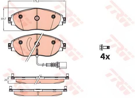 Комплект гальмівних колодок SKODA OCTAVIA, VW TIGUAN, AUDI A3, TRW (GDB2114) Комплект гальмівних колодок SKODA OCTAVIA, VW TIGUAN, AUDI A3, TRW (GDB2114)