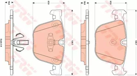 Комплект гальмівних колодок BMW 5, BMW 7, TRW (GDB1857)