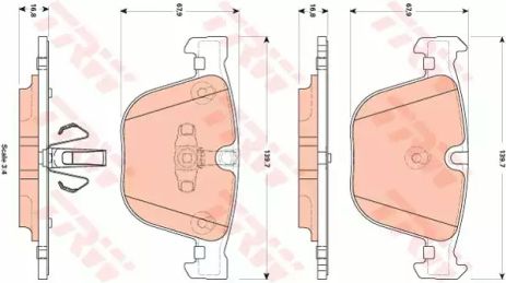 Комплект гальмівних колодок BMW 5, BMW 7, TRW (GDB1857)