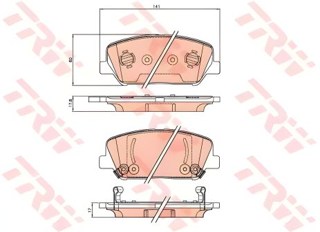 Тормозные колодки KIA OPTIMA, HYUNDAI GENESIS, TRW (GDB3621)
