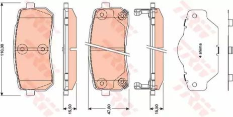 Комплект тормозных колодок HAVAL H8, KIA CARNIVAL, HYUNDAI ix55, TRW (GDB3449)
