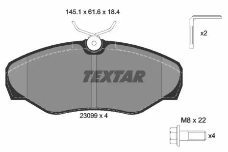 Комплект тормозных колодок NISSAN PRIMASTAR, OPEL VIVARO, RENAULT TRAFIC, TEXTAR (2309902)