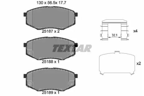 Комплект тормозных колодок HAWTAI SANTA, JAC REFINE, KIA SOUL, TEXTAR (2518701)