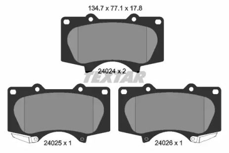 Комплект гальмівних колодок LEXUS GX, TOYOTA HILUX, MITSUBISHI PAJERO, TEXTAR (2402401)