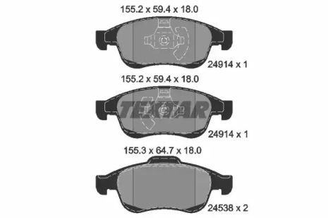 Комплект тормозных колодок MITSUBISHI ASX, NISSAN JUKE, SAMSUNG SM3, TEXTAR (2491401)