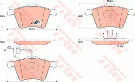 Комплект тормозных колодок SEAT ALHAMBRA, FORD GALAXY, VW SHARAN, TRW (GDB1538)
