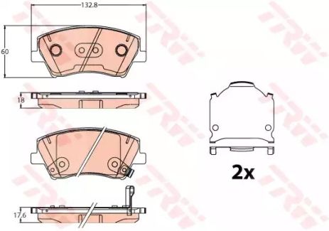 Комплект тормозных колодок KIA NIRO, HYUNDAI IONIQ, HYUNDAI ELANTRA, TRW (GDB2203)