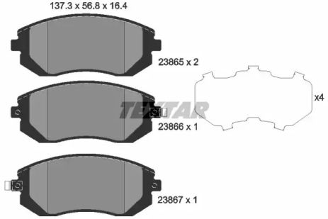 Комплект тормозных колодок SAAB 9-2X, CHEVROLET FORESTER, SUBARU IMPREZA, TEXTAR (2386501)
