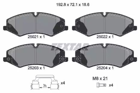 Комплект тормозных колодок LAND ROVER, LAND ROVER, TEXTAR (2502201)