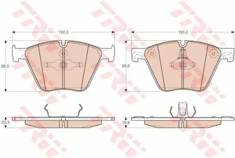Комплект гальмівних колодок BMW X5, BMW X6, TRW (GDB1964)