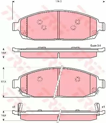 Комплект гальмівних колодок JEEP COMMANDER, JEEP GRAND, TRW (GDB4136)