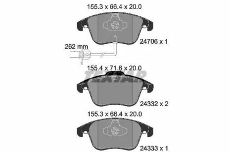 Audi A5, Audi A4, TextAr (2470601) Набір гальмівних колодок