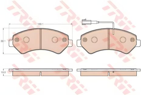 Комплект гальмівних колодок для OPEL MOVANO, FIAT DUCATO, PEUGEOT BOXER, TRW GDB1982 Комплект гальмівних колодок для OPEL MOVANO, FIAT DUCATO, PEUGEOT BOXER, TRW GDB1982