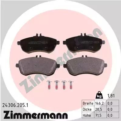 Комплект тормозных колодок MB (BBDC), MB C-CLASS, MB E-CLASS, ZIMMERMANN (243062051)