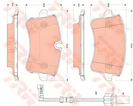 Комплект колодок для тормозов AUDI A8, TRW (GDB1867)