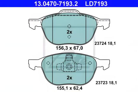 Комплект гальмівних колодок MAZDA 5, FORD C-MAX, VOLVO V40, ATE (13047071932) Комплект гальмівних колодок MAZDA 5, FORD C-MAX, VOLVO V40, ATE (13047071932)