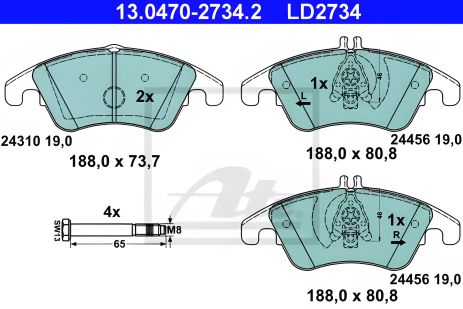 Комплект тормозных колодок MB CLS, MB SLC, MB C-CLASS, ATE (13047027342) Комплект тормозных колодок MB CLS, MB SLC, MB C-CLASS, ATE (13047027342)