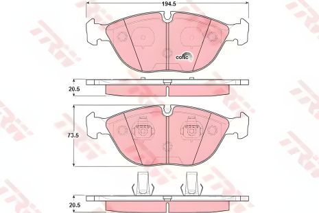 Комплект гальмівних колодок для Chrysler Crossfire, Bentley Continental та VW Passat, TRW (GDB1285) Комплект гальмівних колодок для Chrysler Crossfire, Bentley Continental та VW Passat, TRW (GDB1285)