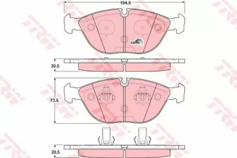 Комплект гальмівних колодок CHRYSLER CROSSFIRE, BENTLEY CONTINENTAL, VW PASSAT, TRW (GDB1285)
