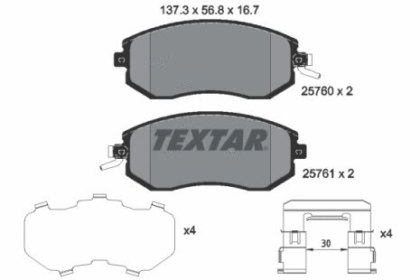 Комплект тормозных колодок SCION FR-S, TOYOTA GR, SUBARU FORESTER, TEXTAR (2576001)