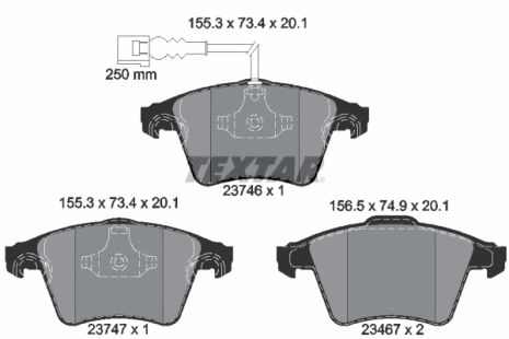 Комплект тормозных колодок VW TRANSPORTER, VW MULTIVAN, TEXTAR (2374602)