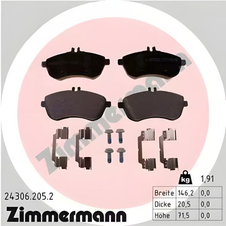 Комплект гальмівних колодок MB (BBDC), MB C-CLASS, MB E-CLASS, ZIMMERMANN (243062052) Надійний компл