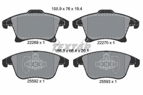 Комплект тормозных колодок FORD S-MAX, LINCOLN MKZ, FORD MONDEO, TEXTAR (2226901)