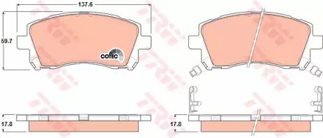 Комплект тормозных колодок SUBARU LEGACY, SUBARU OUTBACK, SUBARU IMPREZA, TRW (GDB3217)
