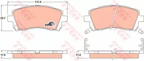 Комплект тормозных колодок SUBARU LEGACY, SUBARU OUTBACK, SUBARU IMPREZA, TRW (GDB3217)