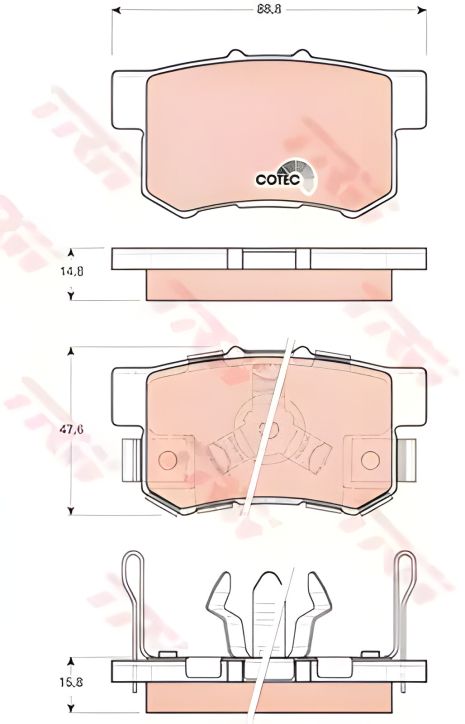 Гальмівні колодки комплект ACURA RDX, HONDA CR-V, TRW (GDB3438)