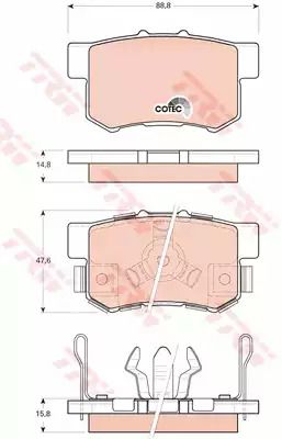 Комплект тормозных колодок ACURA RDX, HONDA CR-V, HONDA ACCORD, TRW (GDB3438)