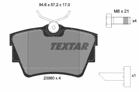 Комплект тормозных колодок MITSUBISHI EXPRESS, FIAT TALENTO, NISSAN PRIMASTAR, TEXTAR (2398001)