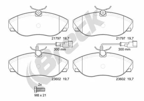 Комплект тормозных колодок PEUGEOT BOXER, FIAT DUCATO, CITROËN JUMPER, BRECK (236020070310)