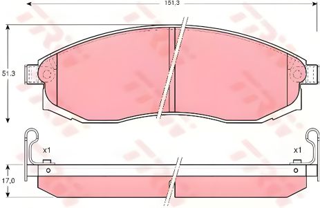Тормозные колодки комплект Mitsubishi L200, Nissan Maxima, TRW (GDB3124)