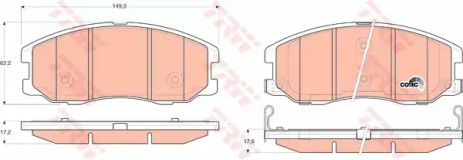 Комплект гальмівних колодок PONTIAC TORRENT, DAEWOO WINSTORM, CHEVROLET CAPTIVA, TRW (GDB1715)