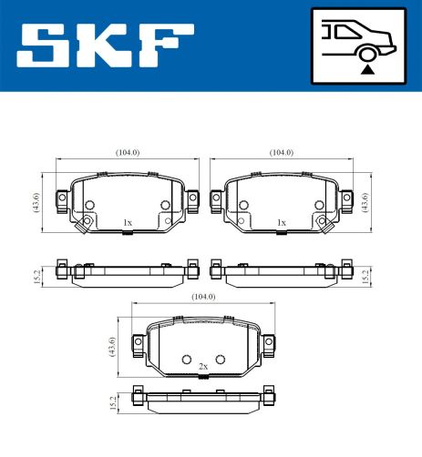 Комплект тормозных колодок MAZDA CX-3, MAZDA 3, SKF (VKBP90499A)