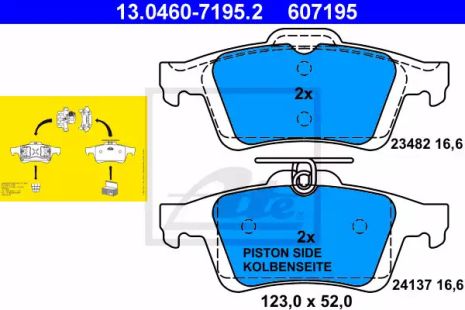 Гальмівні колодки Volvo V40, Mazda 5, Ford C-Max, Ate (13046071952)