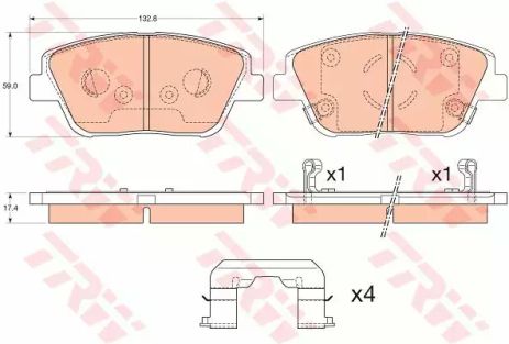 Комплект гальмівних колодок KIA OPTIMA, TRW (GDB3540)