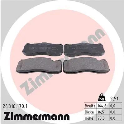 Комплект гальмівних колодок BMW 3, BMW 1, ZIMMERMANN (243161701)