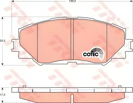 Комплект гальмівних колодок для SUBARU TREZIA, TOYOTA COROLLA, TOYOTA ALLION, TRW (GDB3425) Комплект гальмівних колодок для SUBARU TREZIA, TOYOTA COROLLA, TOYOTA ALLION, TRW (GDB3425)