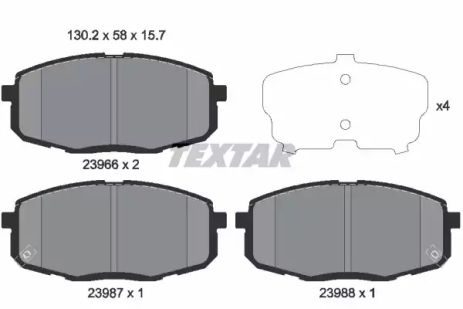 Комплект тормозных колодок KIA SPORTAGE, HYUNDAI KONA, KIA SELTOS, TEXTAR (2396601)