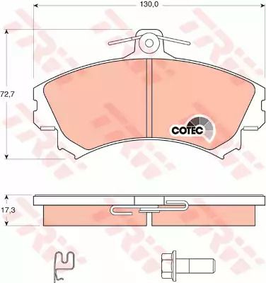 Комплект тормозных колодок HAIMA (FAW), MITSUBISHI COLT, SMART FORFOUR, TRW (GDB1584)