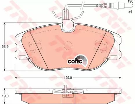 Комплект гальмівних колодок LANCIA ZETA, FIAT SCUDO, CITROËN EVASION, TRW (GDB1148)