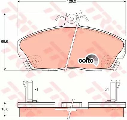 Комплект гальмівних колодок MG EXPRESS, LOTUS ELISE, HONDA CIVIC, TRW (GDB496) Комплект гальмівних колодок MG EXPRESS, LOTUS ELISE, HONDA CIVIC, TRW (GDB496)